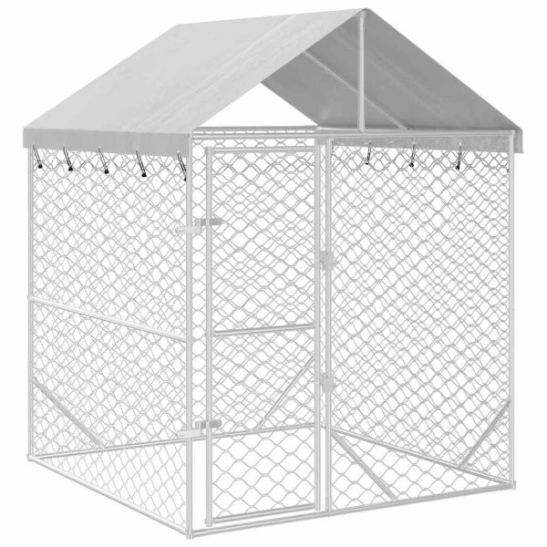 Chenil d’extérieur – Cage d’extérieur pour chiens avec toit argenté 2x2x2,5 m rj489