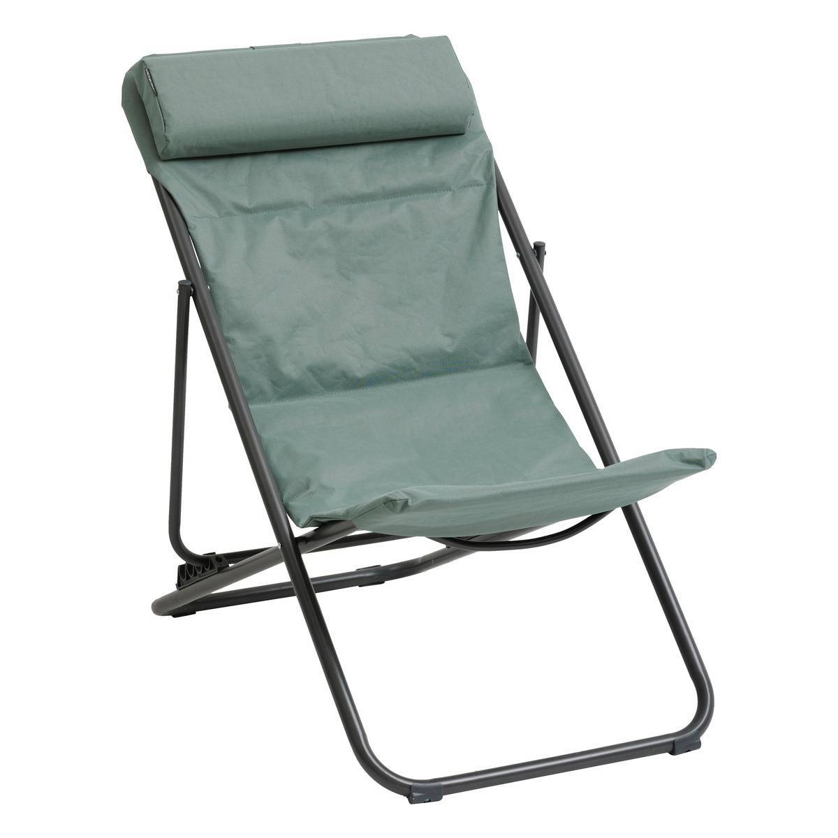 Chilienne de jardin pliante "Jubba" vert jade & graphite en zinc et polyester Hespéride