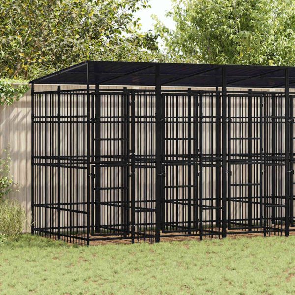 Chenil d’extérieur avec toit pour chiens Acier 11,06 m² vidaXL 3097951