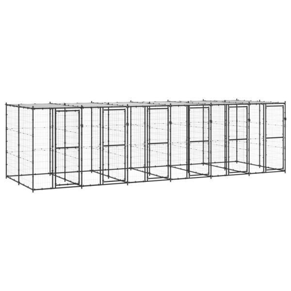 Chenil extérieur cage enclos parc animaux chien extérieur acier avec toit 14,52 m² Chenil extérieur cage enclos parc animaux chien extérieur acier avec toit 14,52 m²