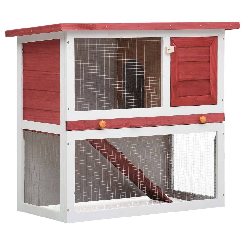 Clapier à lapin en bois avec rampe d'accès pour jardin Rouge 90cm – ComfortXL Outdoor Living