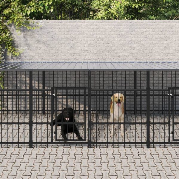 Chenil d’extérieur avec toit pour chiens Acier 15,02 m² vidaXL 3124670 Chenil d’extérieur avec toit pour chiens Acier 15,02 m² vidaXL 3124670