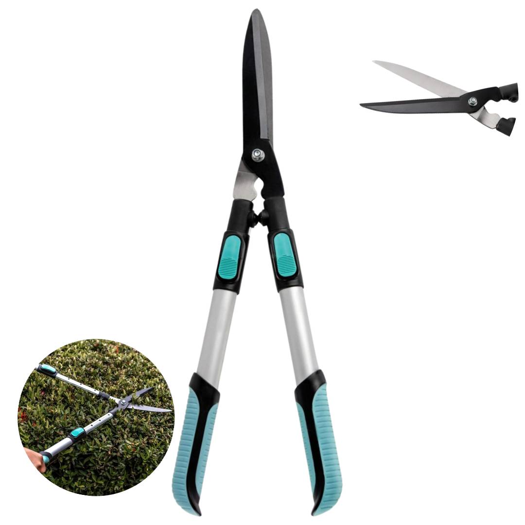 Cisaille à haie lame droite - Manche télescopique - Précision de coupe - Confort d'utilisation | 62-80 x 19-25 x 3 cm | Vert et noir | TRENDYFLAIR