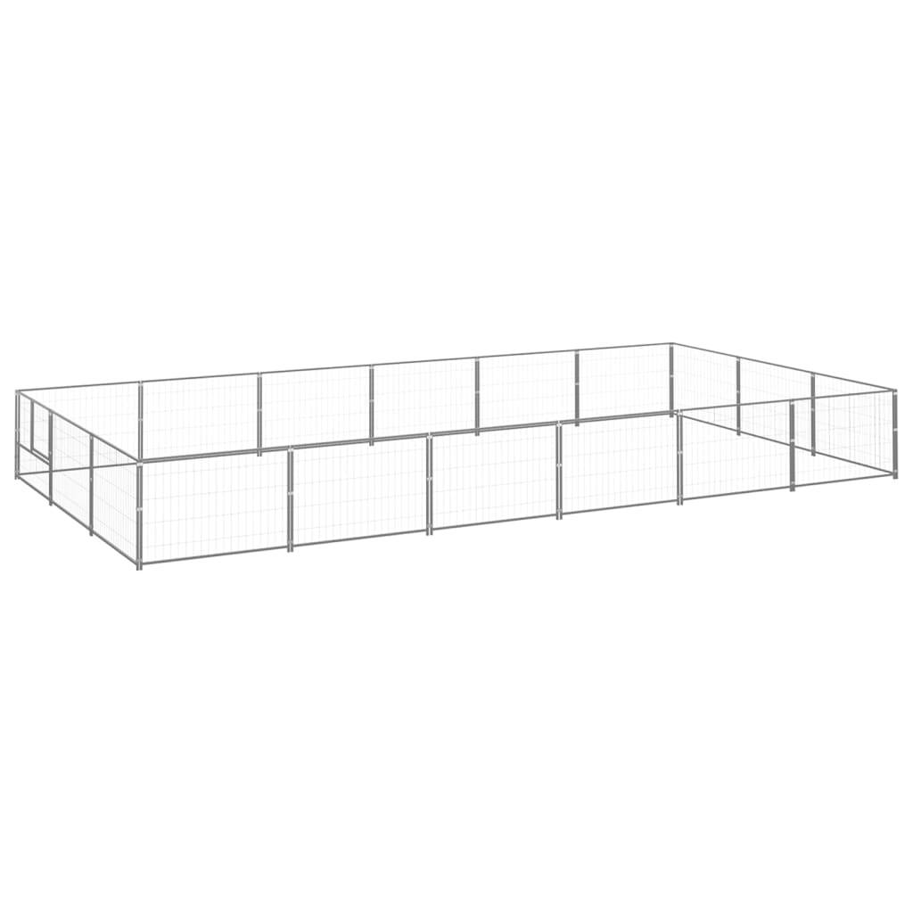 Chenil Chien Extérieur Acier Parc de Jeu Sécurisé pour Jardin Argenté 18 m² – ComfortXL Outdoor Living