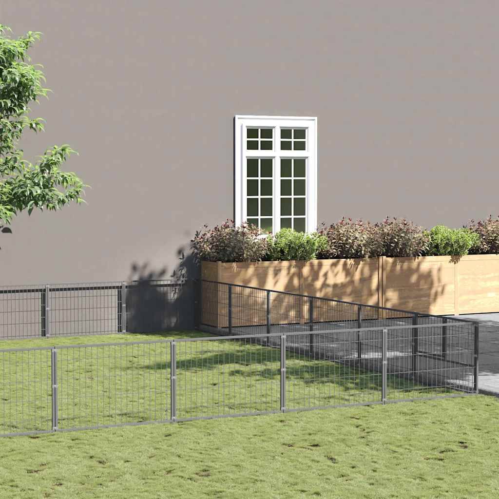 Chenil Argenté 42 m² Acier vidaXL 3082175