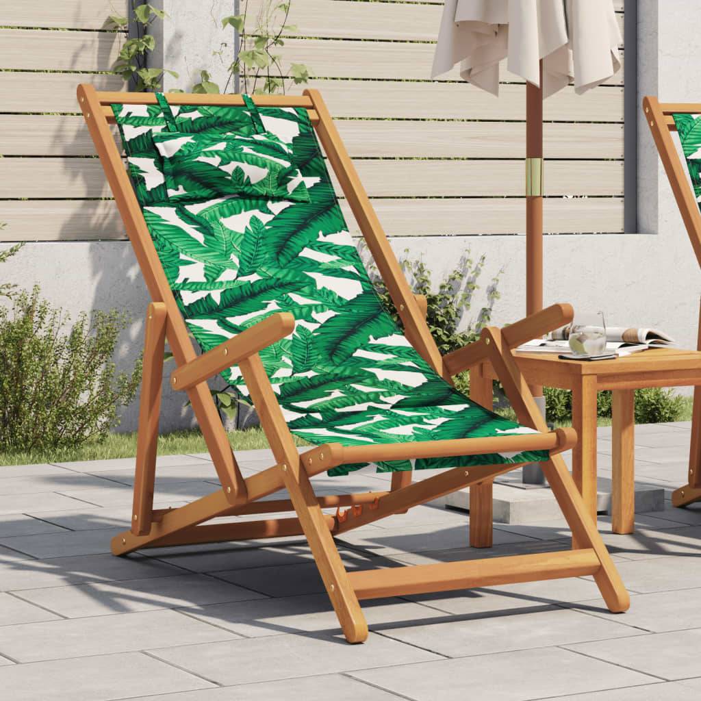 Chilienne de Plage Pliable en Bois d'Eucalyptus Inclinable 3 Positions avec Oreiller Vert – ComfortXL Outdoor Living