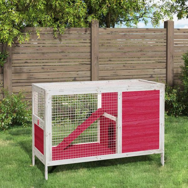 Clapier rouge 103x44x69,5 cm bois de pin massif vidaXL 172299 Clapier rouge 103x44x69,5 cm bois de pin massif vidaXL 172299