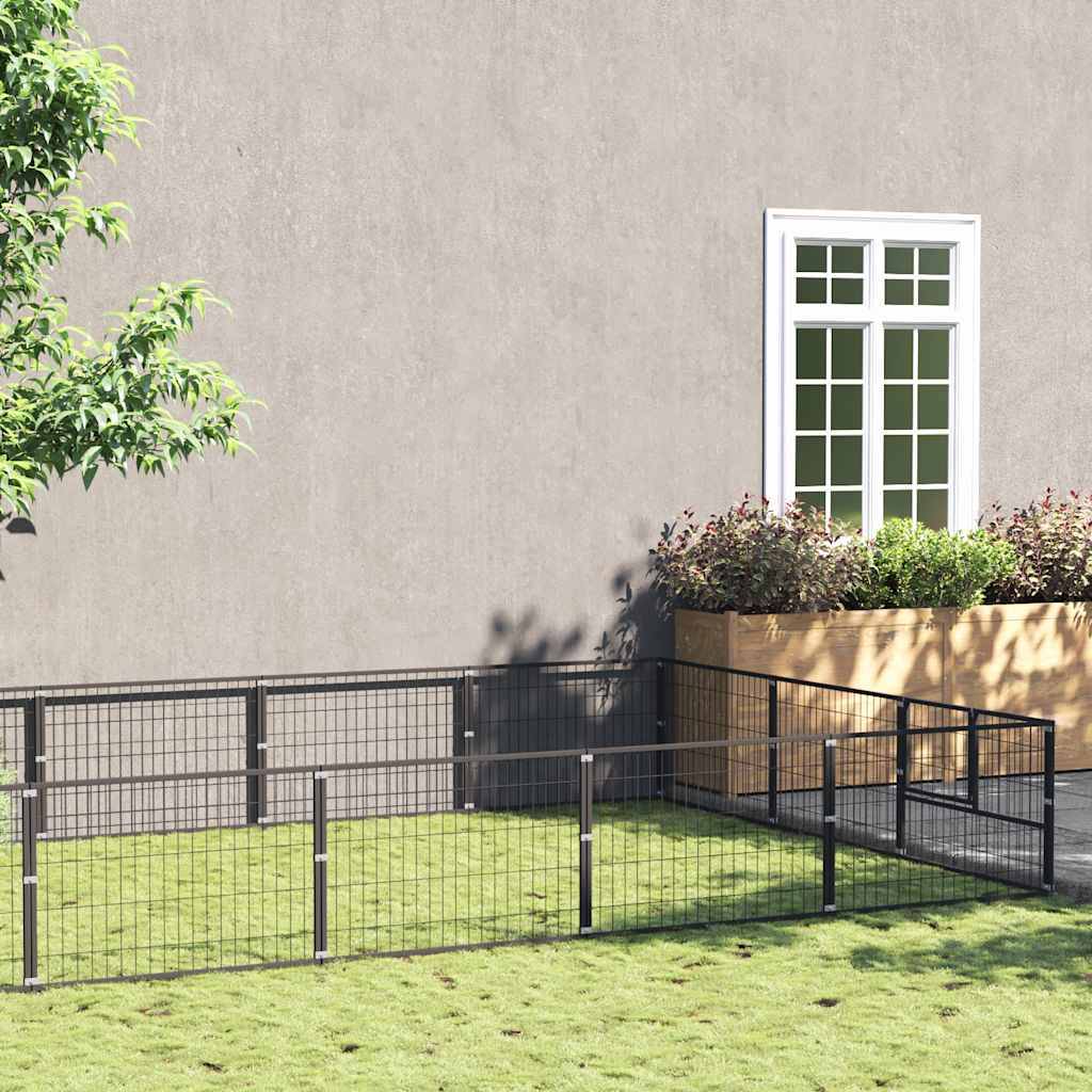 Chenil Noir 21 m² Acier vidaXL 3082131