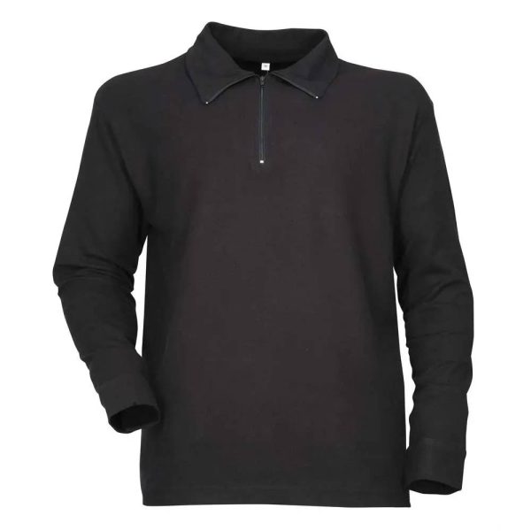 Chemise F1 coton noir 240g/m2 col zippé poignets boutonnés Chemise F1 coton noir 240g/m2 col zippé poignets boutonnés