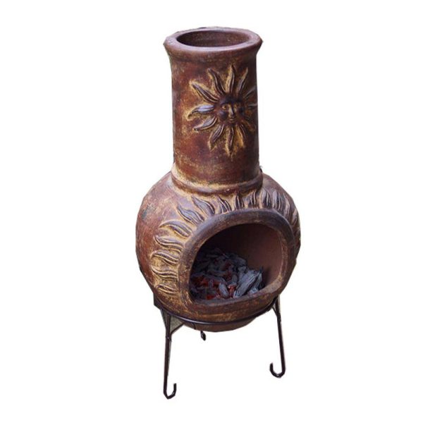 Cheminée mexicaine extérieure grand modèle 106 cm soleil rouge Cheminée mexicaine extérieure grand modèle 106 cm soleil rouge