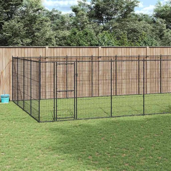 Chenil d’extérieur pour chiens Acier 43,56 m² vidaXL 3082316
