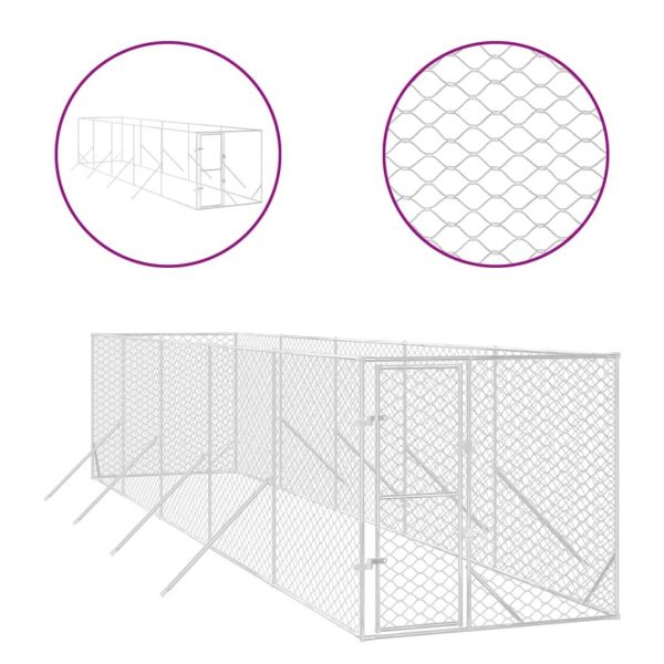 Chenil d’extérieur – Cage d’extérieur pour chiens argenté 2x10x2 m acier galvanisé rj481