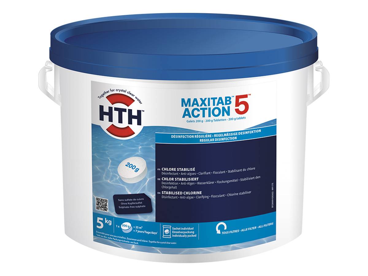 Chlore 5 actions en galets Maxitab 5 kg - HTH