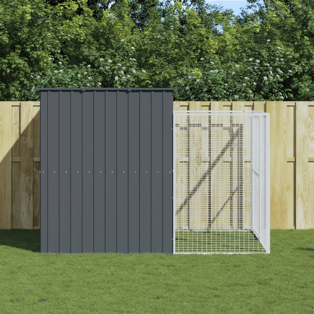 Chenil avec enclos acier galvanisé jardin anthracite 214x253x181 cm – ComfortXL Pet Living