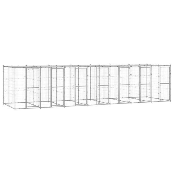 Chenil extérieur cage enclos parc animaux chien extérieur acier galvanisé avec toit 16,94 m²