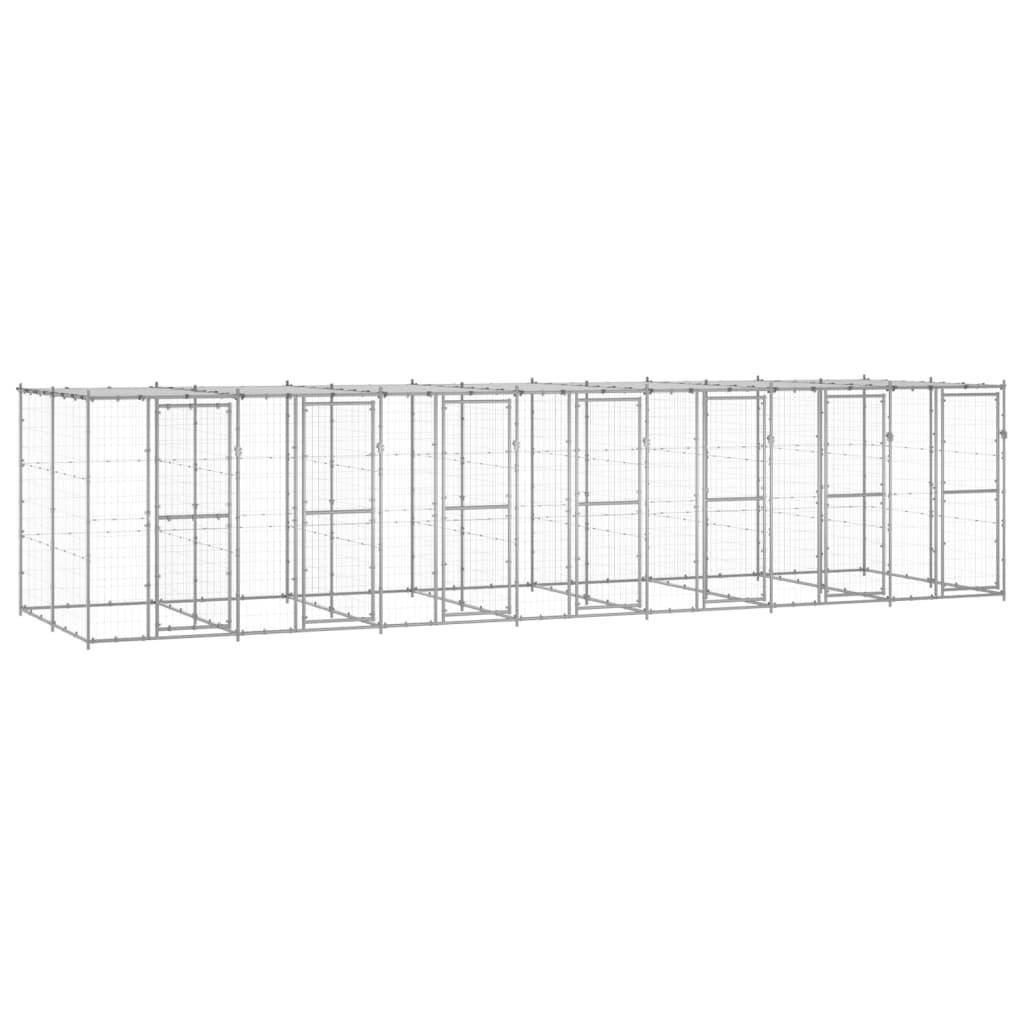 Chenil extérieur cage enclos parc animaux chien extérieur acier galvanisé avec toit 16,94 m²