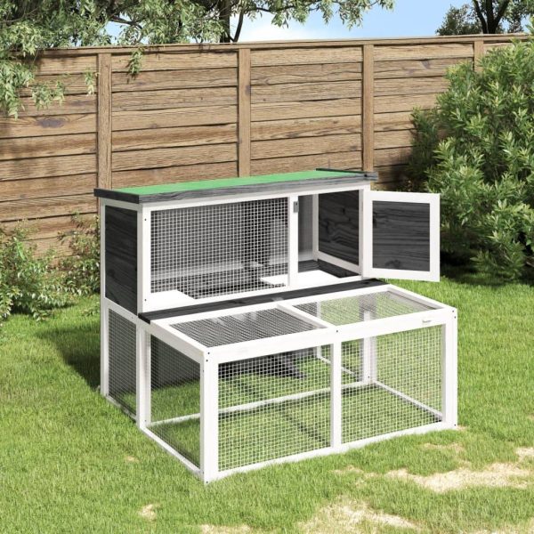 Clapier gris 102x90x84,5 cm bois de pin massif vidaXL 172284 Clapier gris 102x90x84,5 cm bois de pin massif vidaXL 172284