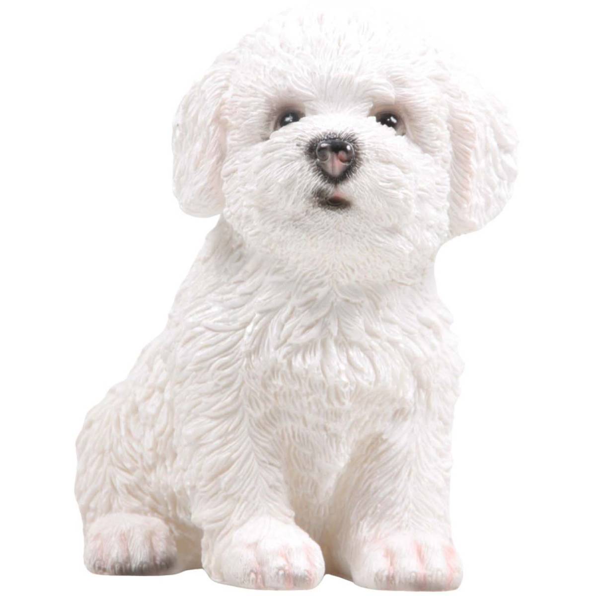 Chiot en résine Bichon frisé 13x10x15 cm