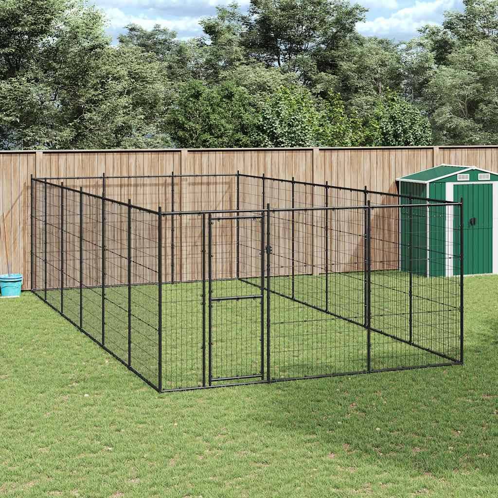 Chenil d'extérieur pour chiens Acier 21,78 m² vidaXL 3082323