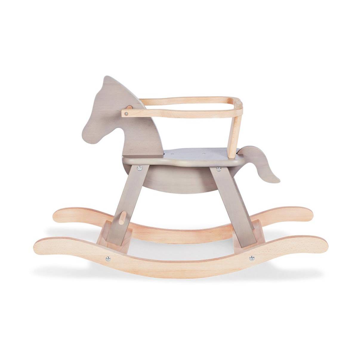 Cheval à bascule en bois Pinolino gris avec anneau amovible pour enfants
