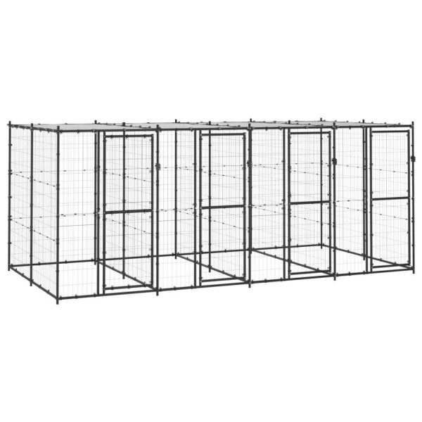 Chenil extérieur cage enclos parc animaux chien extérieur acier avec toit 9,68 m²