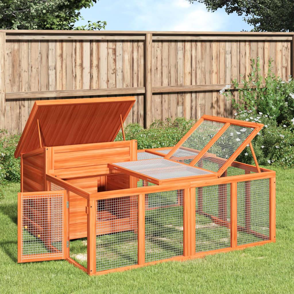Clapier à lapins en bois avec enclos extérieur pour jardin marron – ComfortXL Outdoor Living