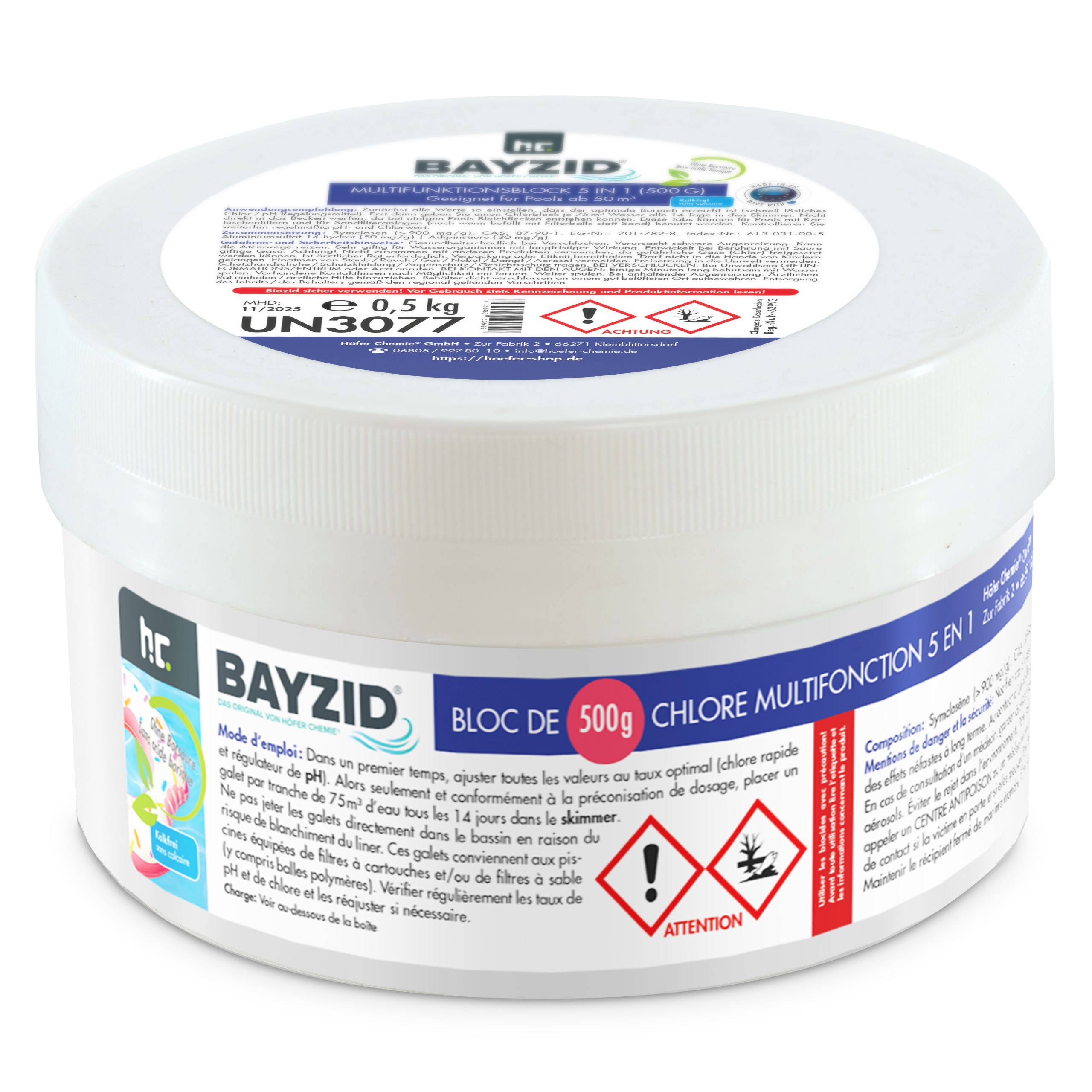 Chlore multifonction Bayzid®, bloc de 500g x 1