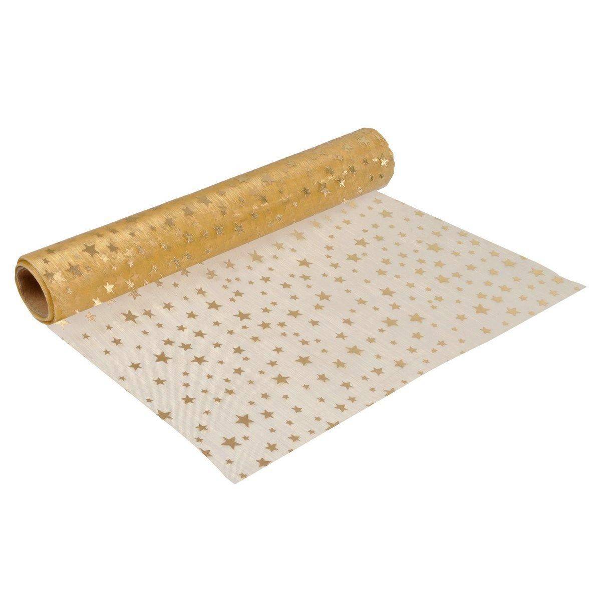 Chemin de Table Jetable "Étoiles" 28cmx5m Or