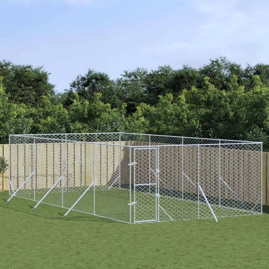 Chenil Extérieur Acier Galvanisé pour Chiens et Animaux Jardin 4x8x2 m – ComfortXL Outdoor Living