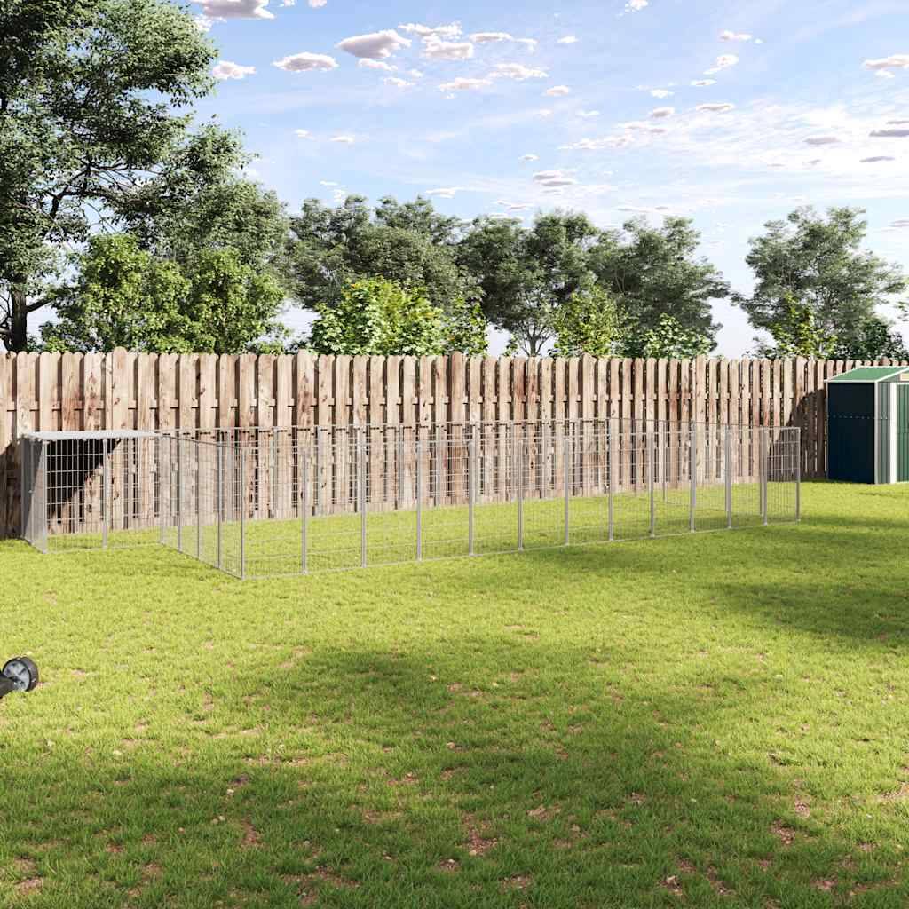 Chenil Argenté 22,99 m² Acier vidaXL 3082223