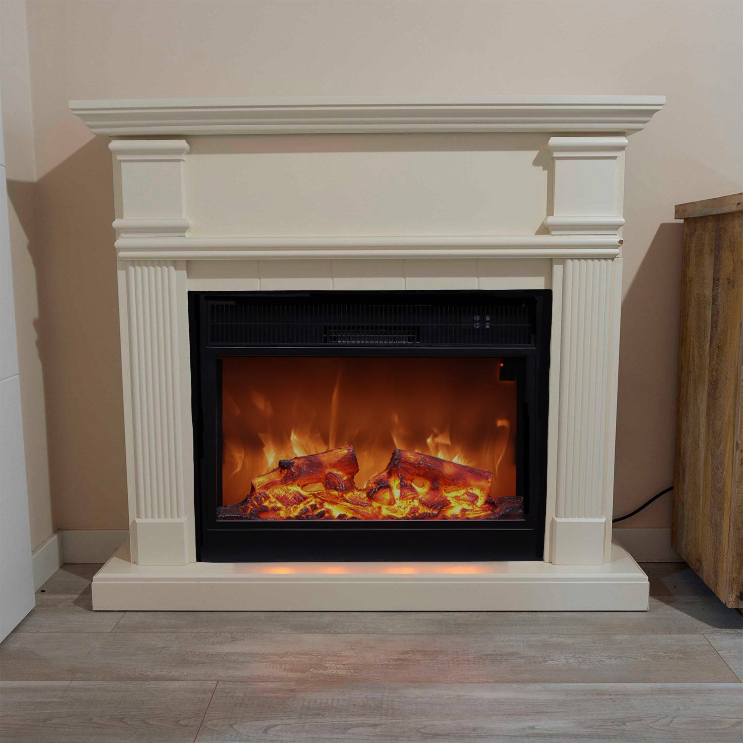 Cheminee Electrique Complete Avec Grand Insert Electrique 1500 w Sined Camino Caldera Xxl White