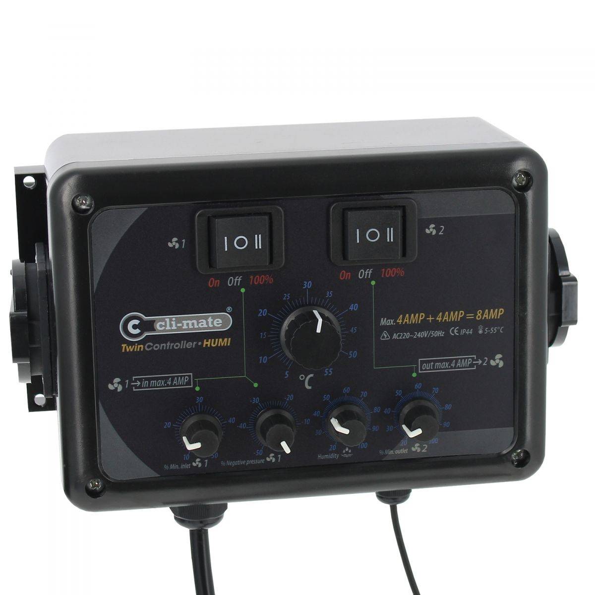 CLI-MATE Twin Controller 4+4 Amp - Humidité / T°/Pression négative