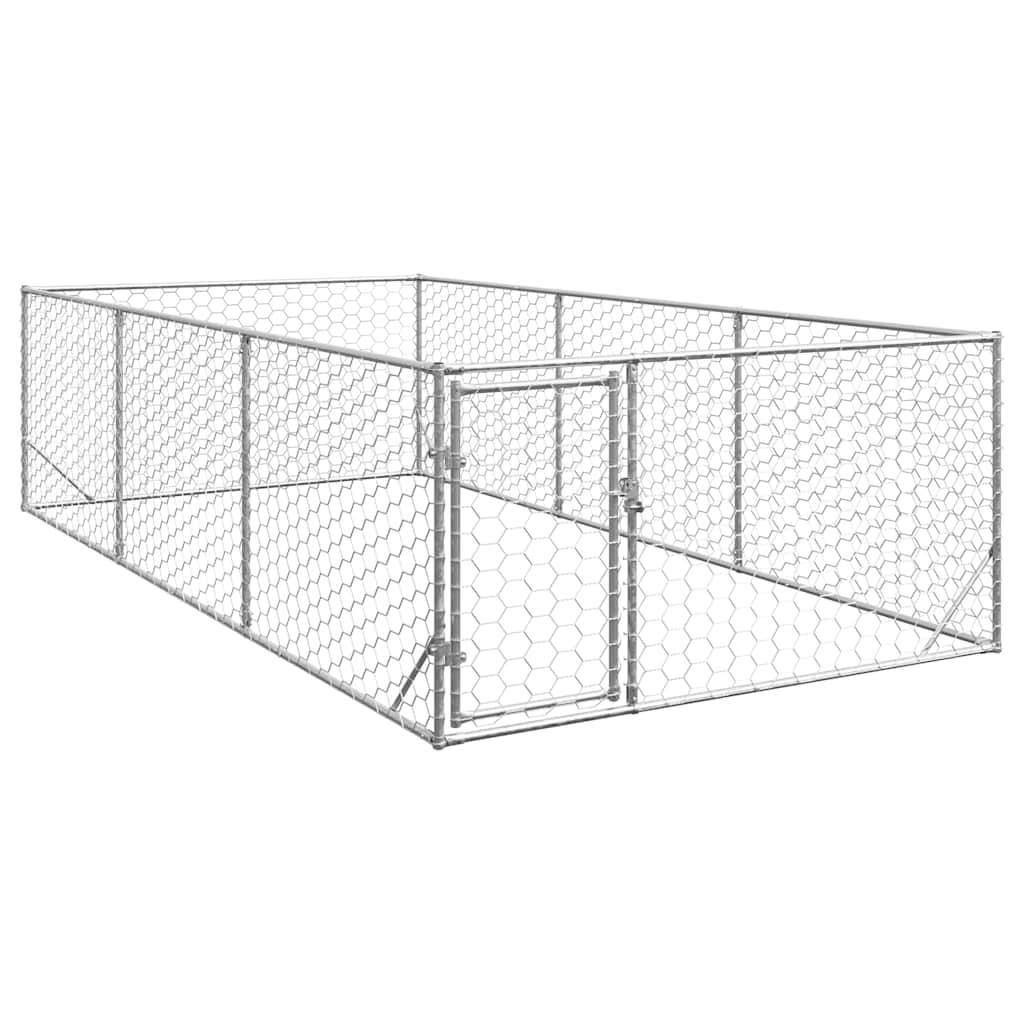 Chenil d'extérieur - Cage d'extérieur - Chenil de jardin pour chiens porte 2x4x1 m acier galvanisé