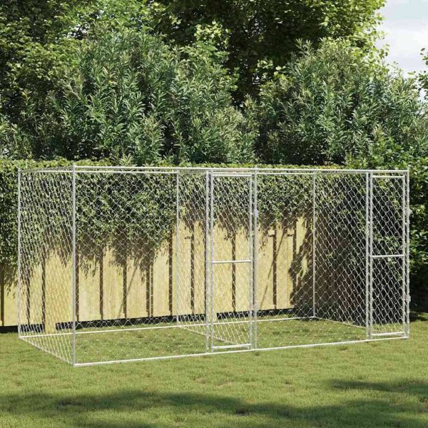 Chenil Extérieur Robuste Acier Galvanisé pour Chien de Jardin 400x200cm – ComfortXL Outdoor Living