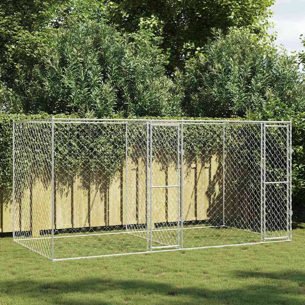 Chenil Extérieur Robuste Acier Galvanisé pour Chien de Jardin 400x200cm – ComfortXL Outdoor Living