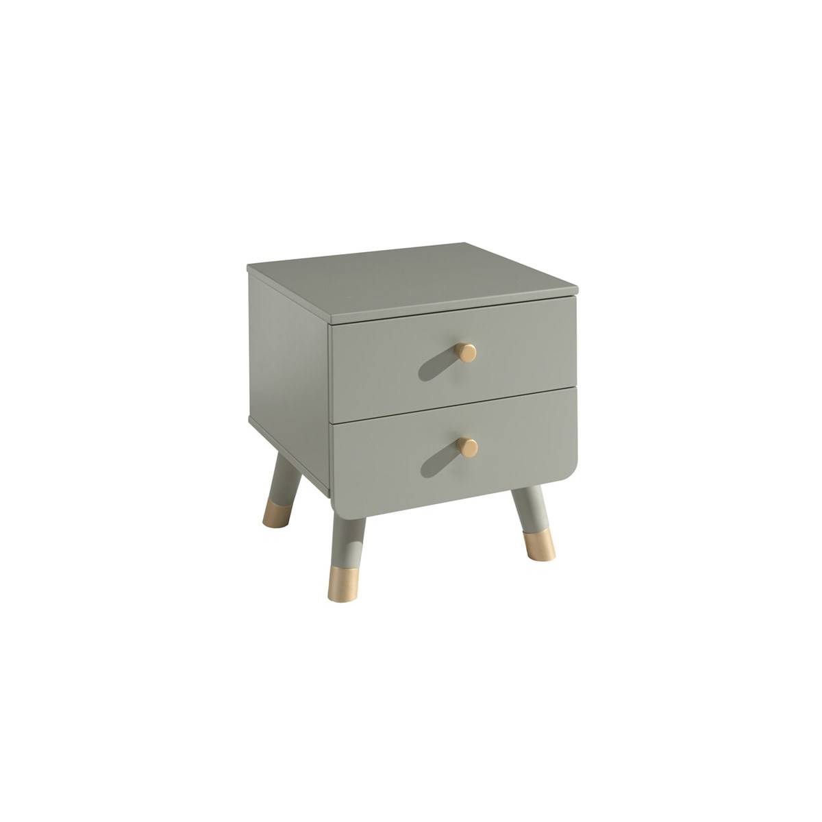 Chevet 2 Tiroirs Vert Olive et Gold - TINY GREEN