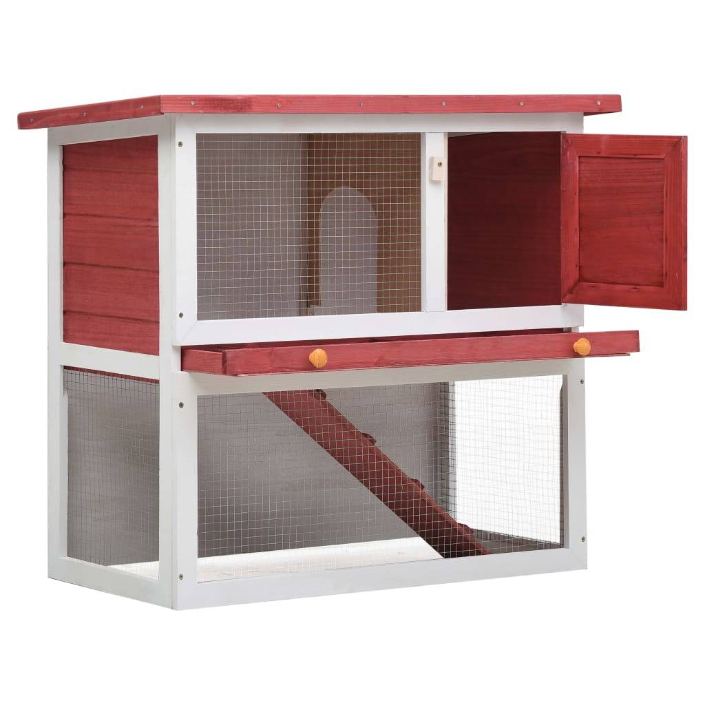 Clapier d'extérieur - Cage d'extérieur 1 porte Rouge Bois rj505