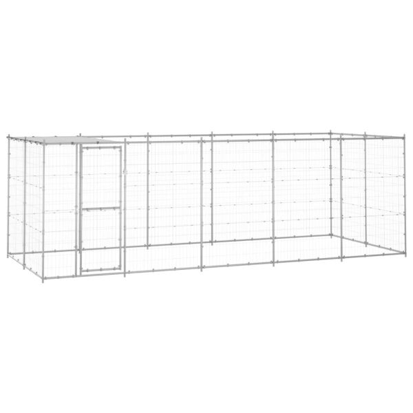 Chenil extérieur Acier galvanisé avec Toit pour Chien 12,1 m² Argenté – ComfortXL Outdoor Living Chenil extérieur Acier galvanisé avec Toit pour Chien 12,1 m² Argenté – ComfortXL Outdoor Living