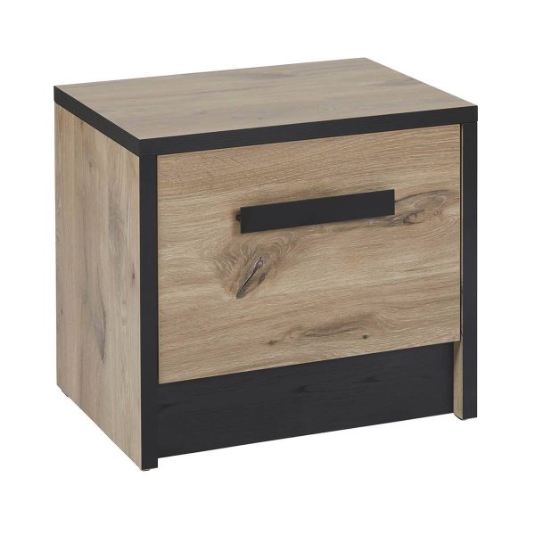Chevet 1 Tiroir Aspect Bois et Noir – COPOLA Chevet 1 Tiroir Aspect Bois et Noir – COPOLA