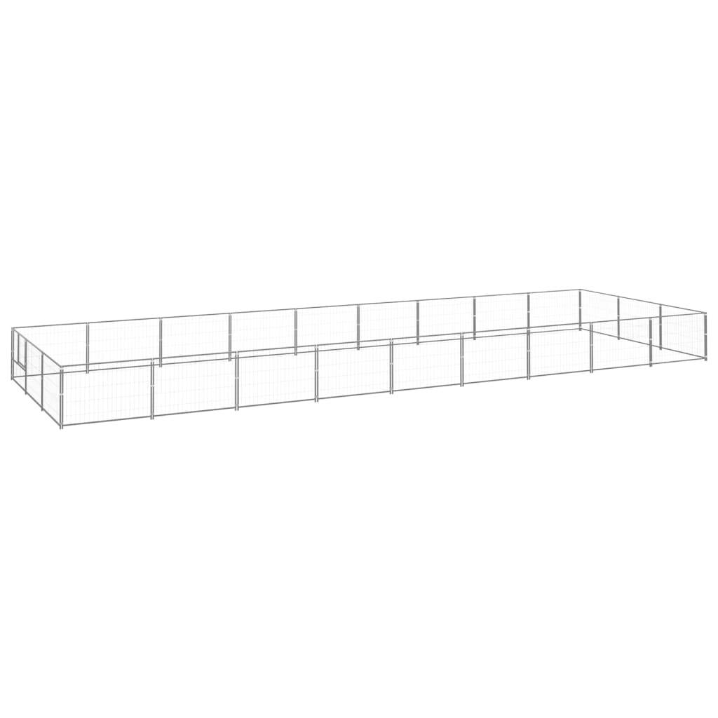 Chenil Chien Extérieur Acier Parc de Jeu Sécurisé pour Jardin Argenté 27 m² – ComfortXL Outdoor Living