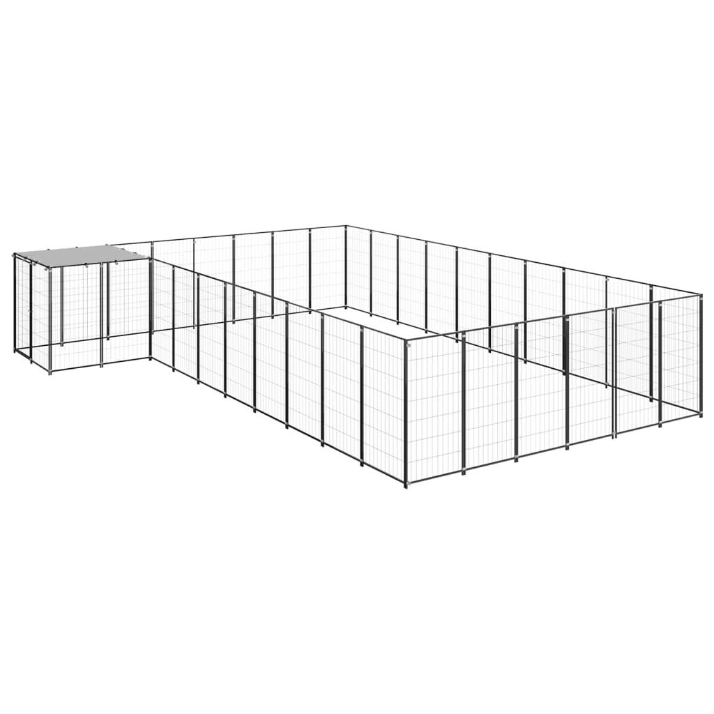 Chenil extérieur 19,36 m² acier avec toit de protection pour jardin Noir – ComfortXL Outdoor Living