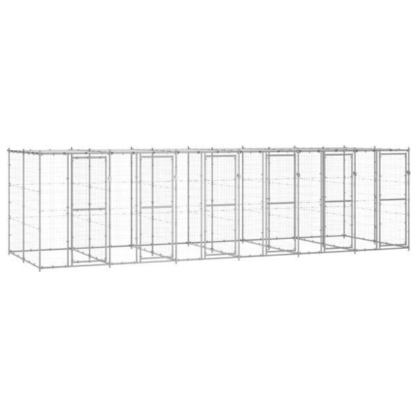 Chenil extérieur cage enclos parc animaux chien extérieur acier galvanisé avec toit 14,52 m²