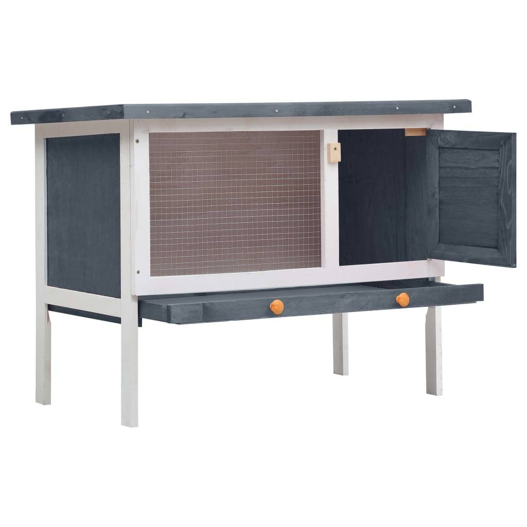 Clapier d'extérieur - Cage d'extérieur 1 niveau Gris Bois rj500