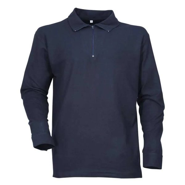 Chemise F1 coton marine 240g/m2 col zippé poignets boutonnés Chemise F1 coton marine 240g/m2 col zippé poignets boutonnés