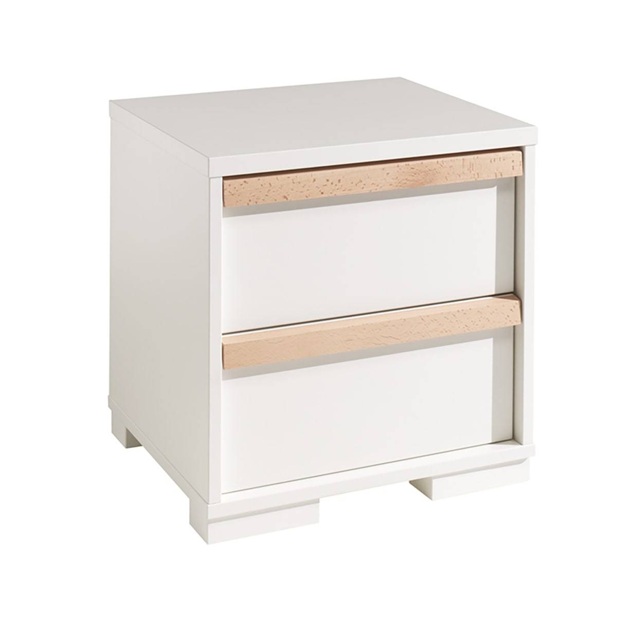 Chevet 2 Tiroirs Blanc et Bois - NASH WHITE