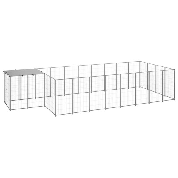 Chenil Argenté 10,89 m² Acier vidaXL 3082210