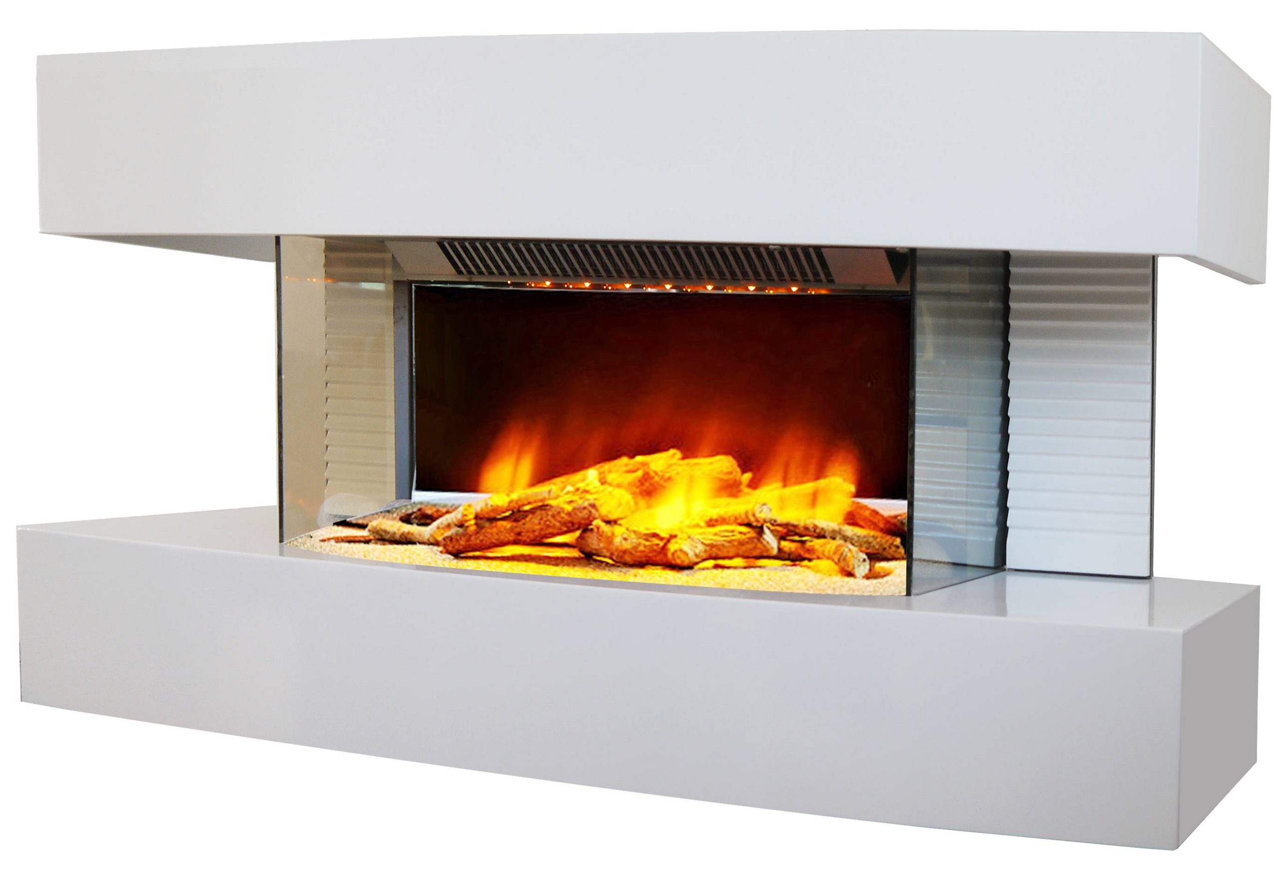 Cheminée électrique Murale Lounge Médium Blanche 80 cm Effet Flammes LED Chemin'Arte
