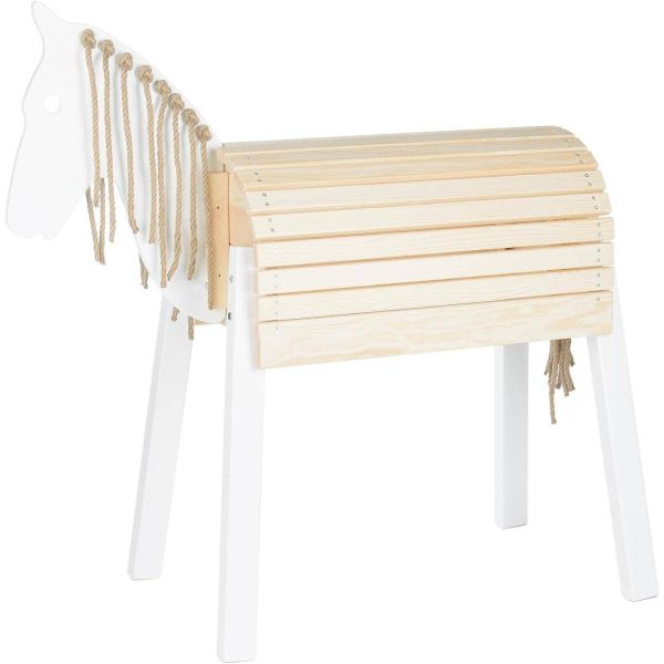 Cheval de Jardin en Bois Naturel Blanc – Décoration Élégante pour Extérieur Cheval de Jardin en Bois Naturel Blanc – Décoration Élégante pour Extérieur