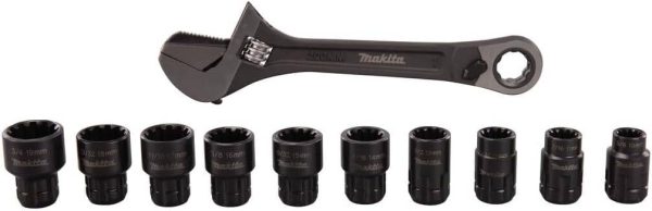 Clé à molette multifonction + 10 douilles – MAKITA – B-65458 Clé à molette multifonction + 10 douilles – MAKITA – B-65458