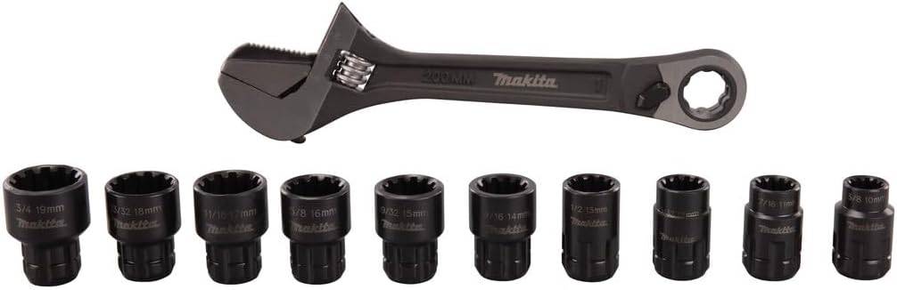 Clé à molette multifonction + 10 douilles - MAKITA - B-65458